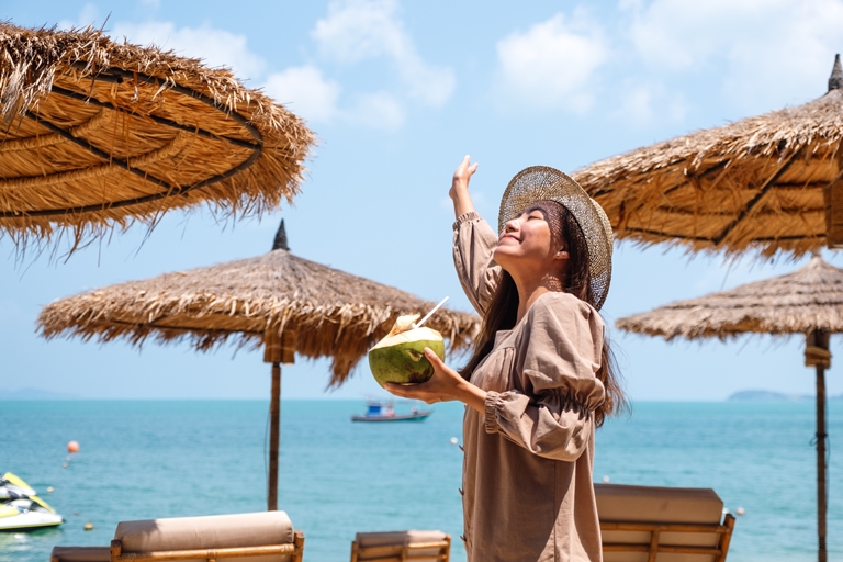 a woman enjoying her holiday at a resort